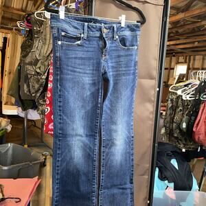 American Eagle Jeans Womens 6 Boot Cut Slim Dark Wash Low Stretch Denim 28x32